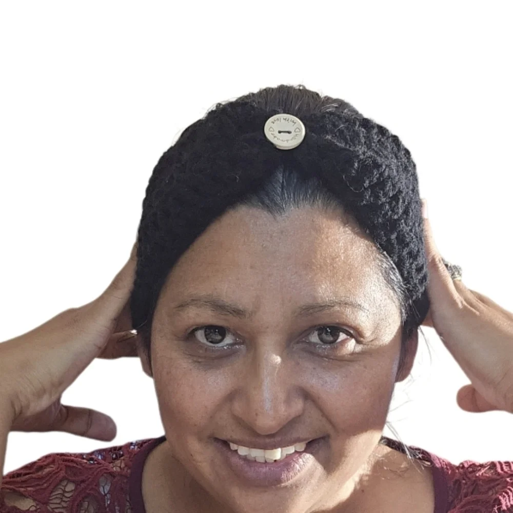 Hand Crafted 3 in 1 Hair accessory Black Crochet ear warmer Handmade headband